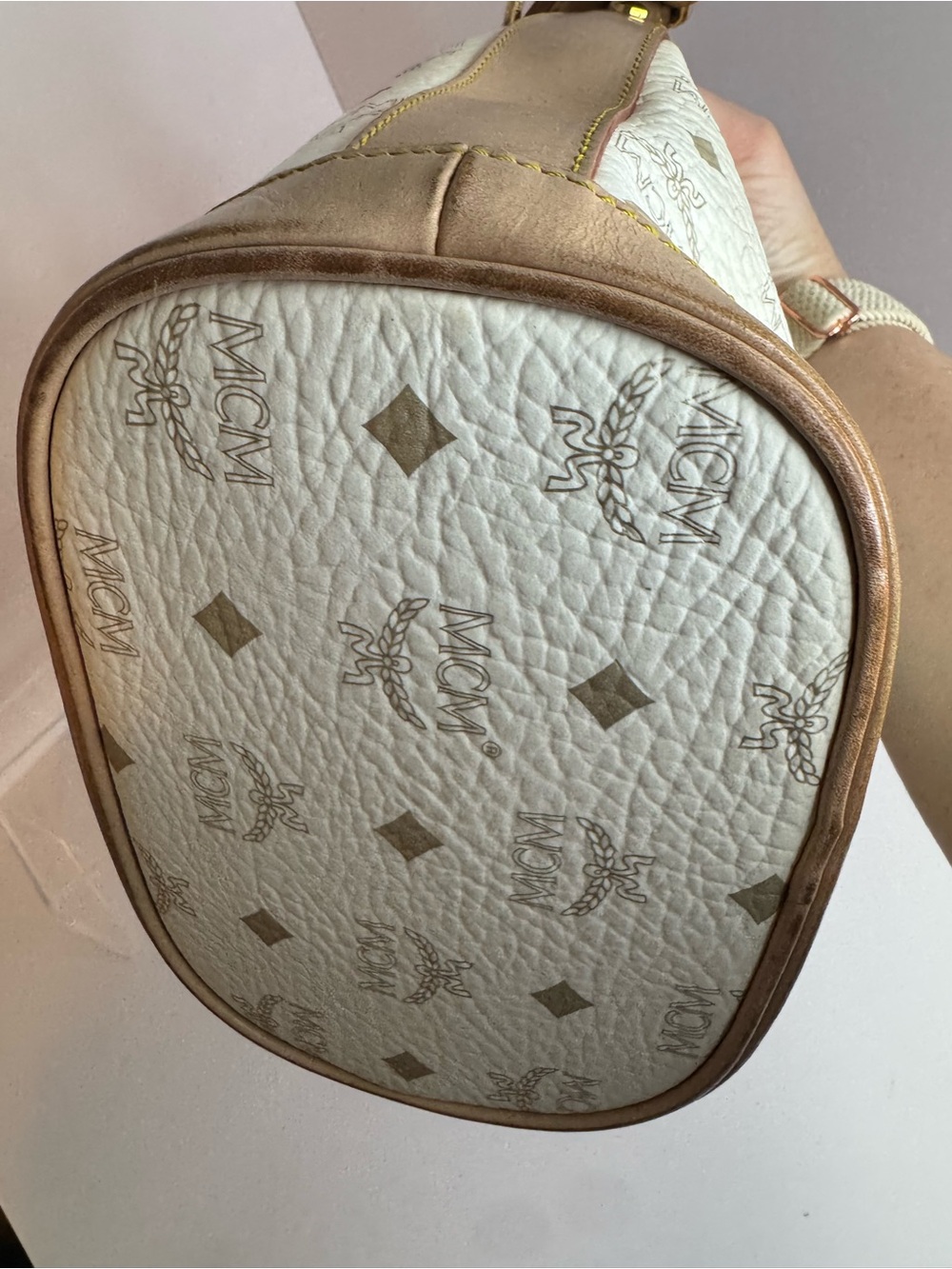 #325 MCM Heritage Visetos Monogram Drawstring Bucket Bag - Picture 9 of 14